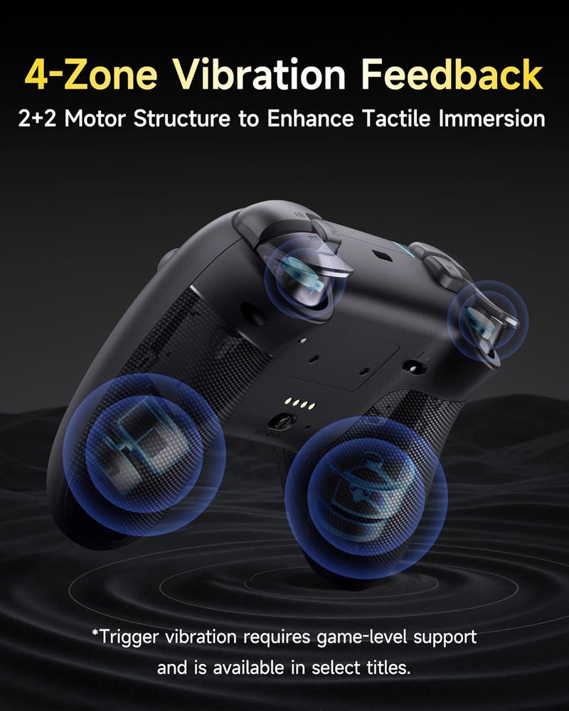 EasySMX X05Pro Wireless PC Controller – Quiet-Press Buttons, 2-Stage Impulse Triggers, 2 Programmable Buttons, Hall Joysticks, 1000mAh Battery, 1000Hz Polling Gaming Controller for PC/Switch/Android/iOS - Image 4